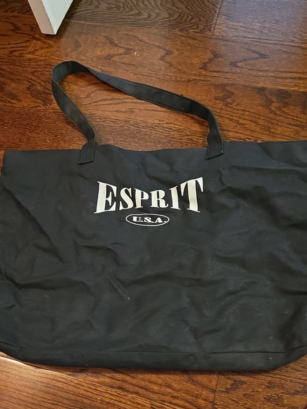 Esprit Black Canvas USA Logo Tote Bag Vintage 80's 90's